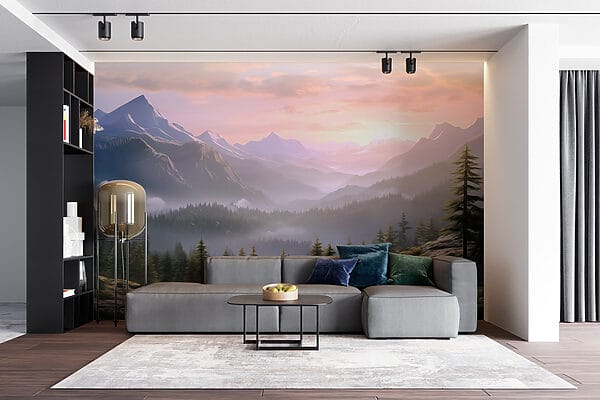 Landscape of mountains and trees