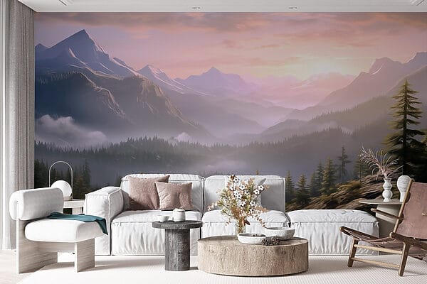 Landscape of mountains and trees