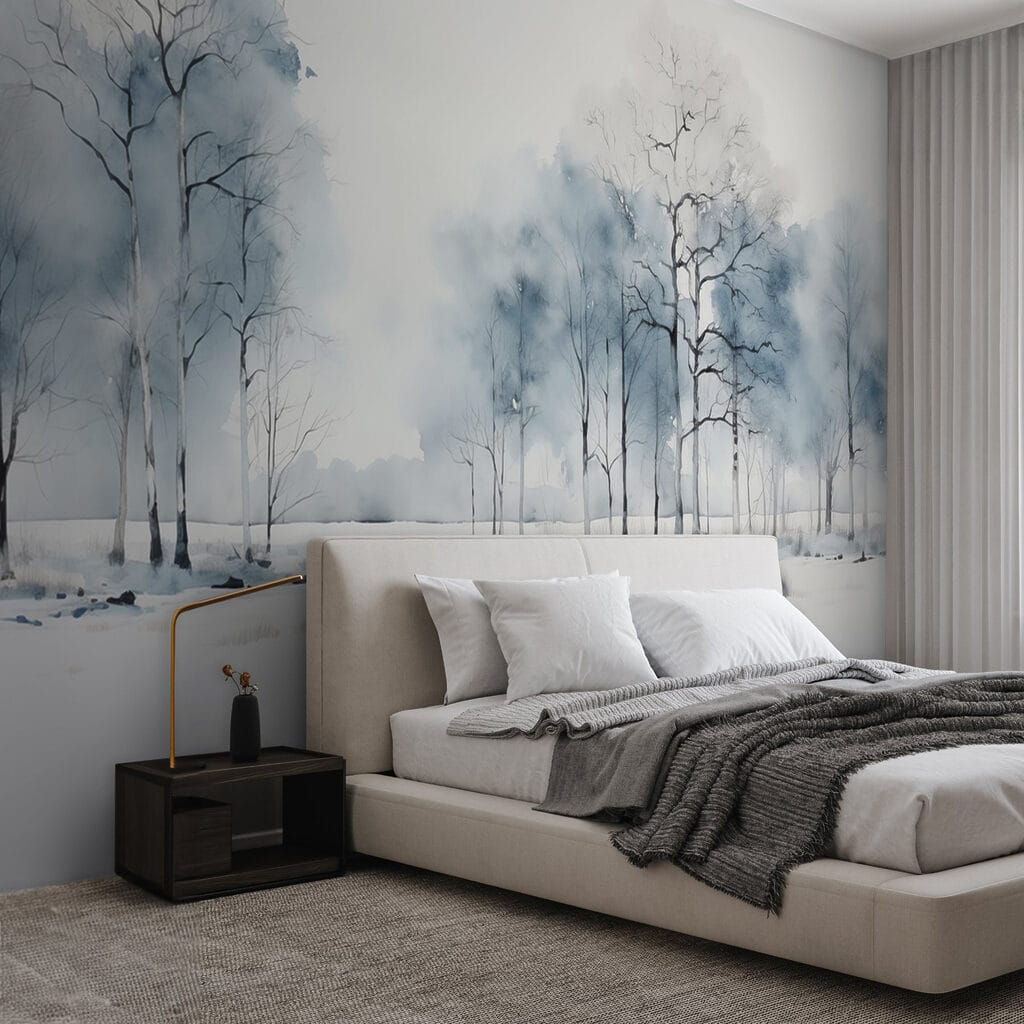 Group of trees in a snowy field