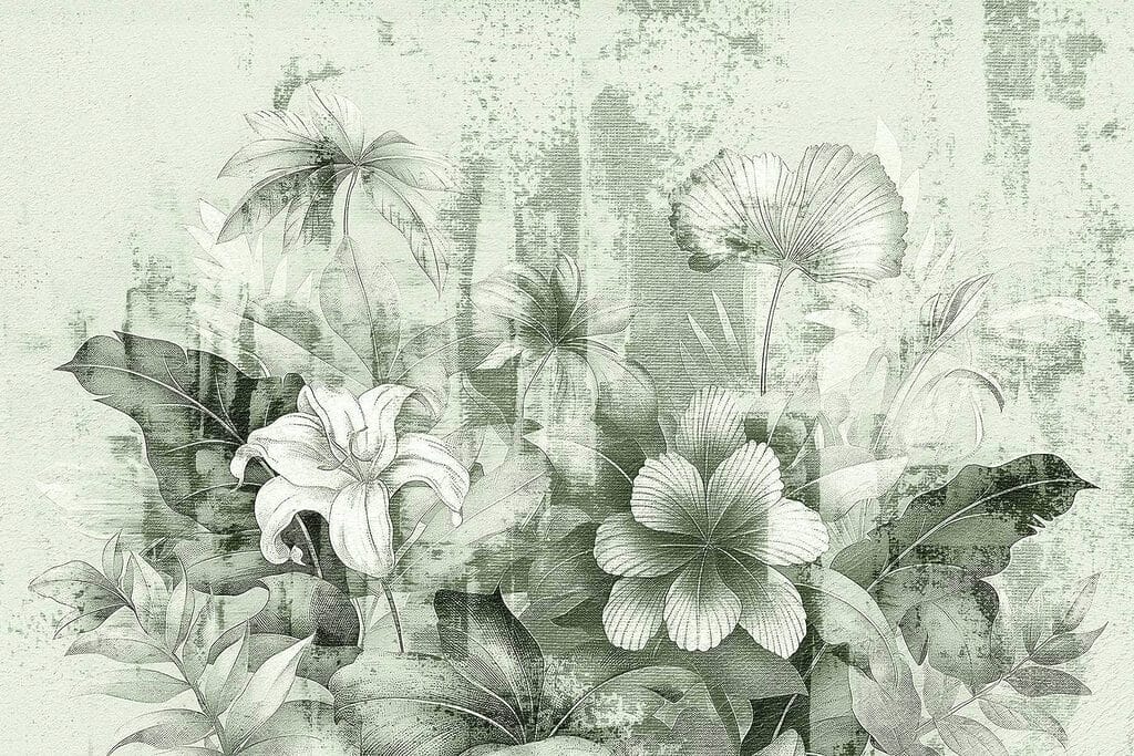 Delicate flora on textured backdrop