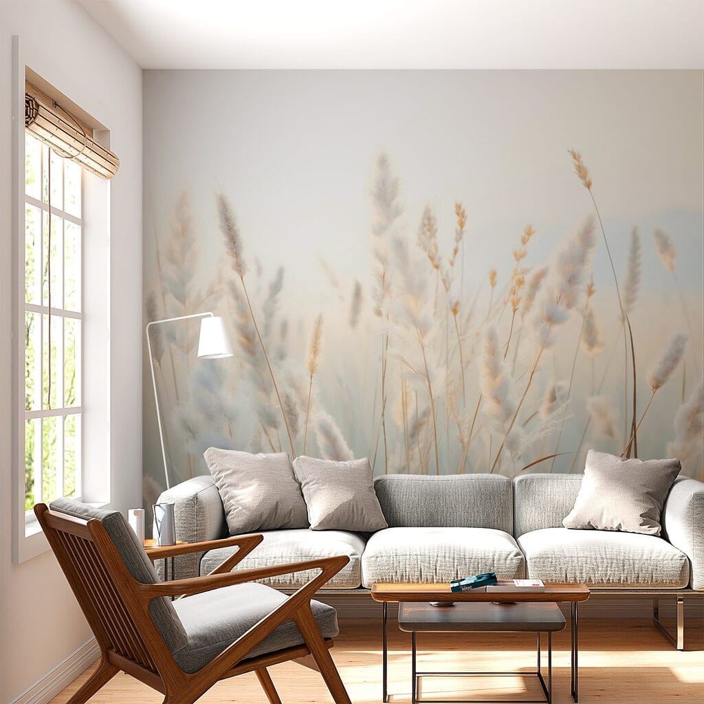 Soft grasses in tranquil sunlight