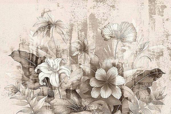 Delicate floral sketch in soft tones