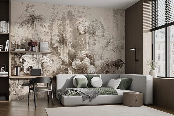 Delicate floral sketch in soft tones