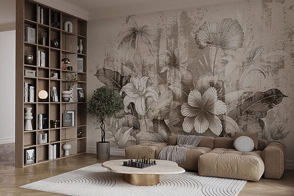 Delicate floral sketch in soft tones