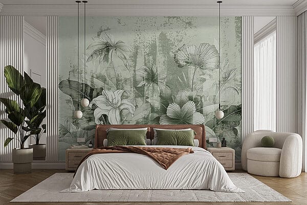 Delicate flora on textured backdrop