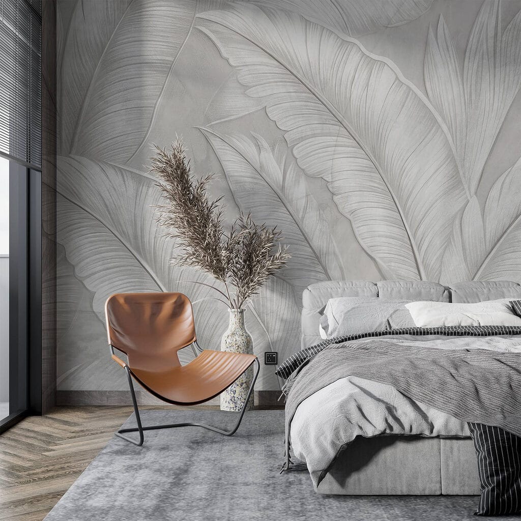 White wallpaper with feathers