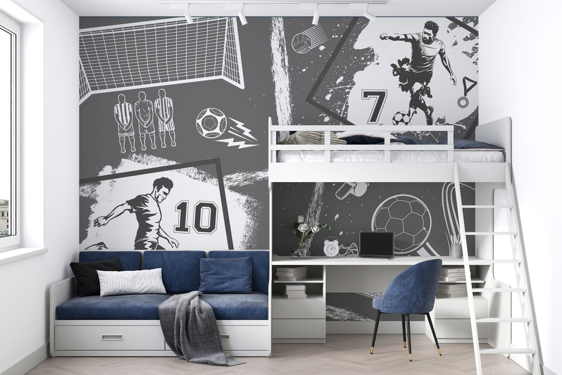 Soccer Action in Monochrome Style