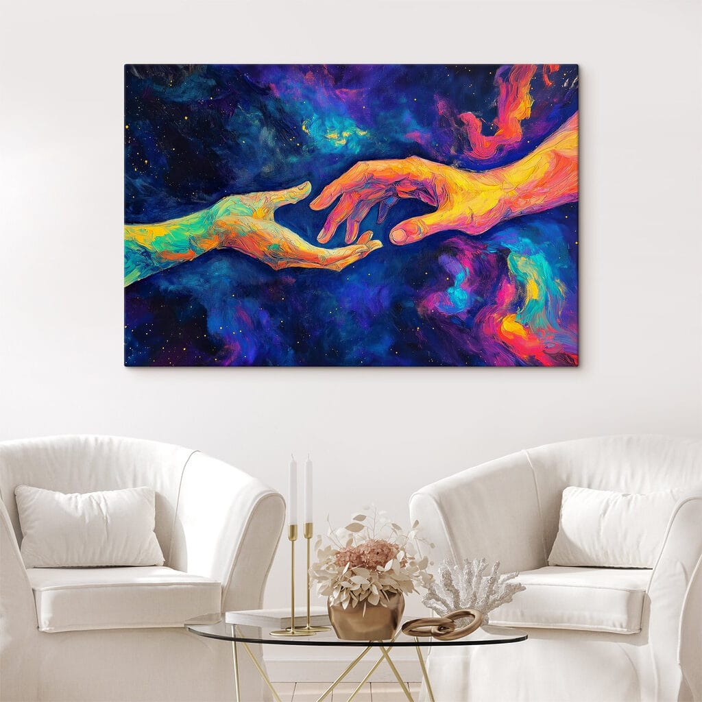 Painting of two hands touching each other