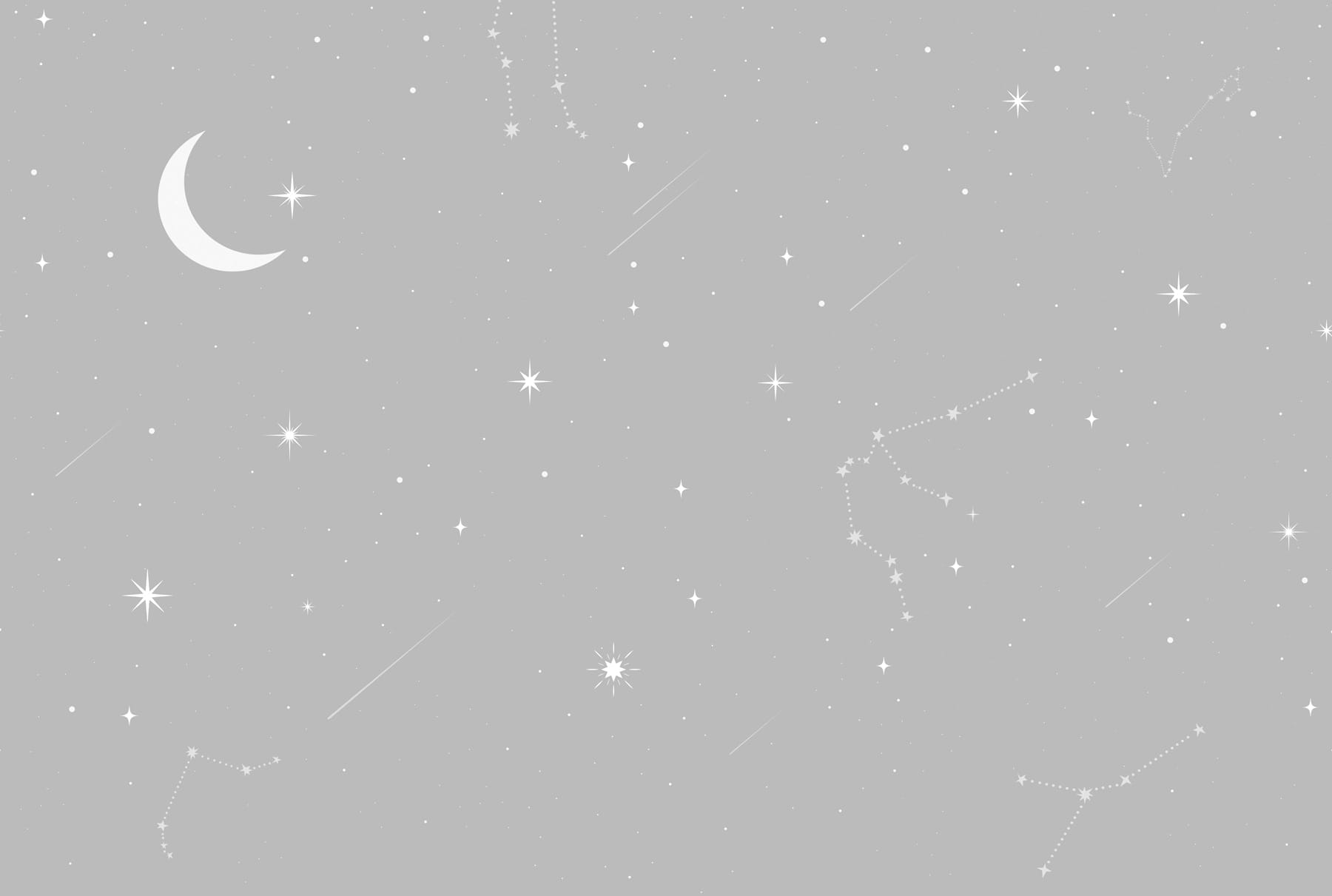Grey sky with stars and moon