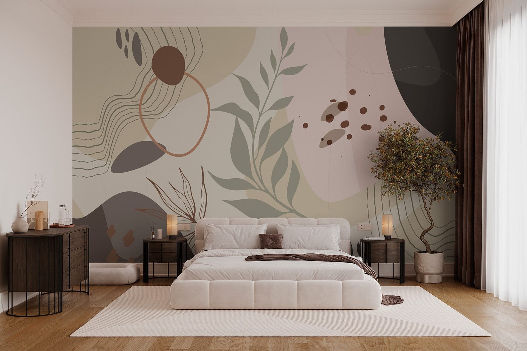 Soft tones and organic shapes blend beautifully