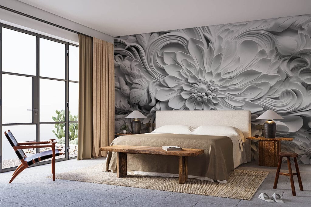 White flower with leaves