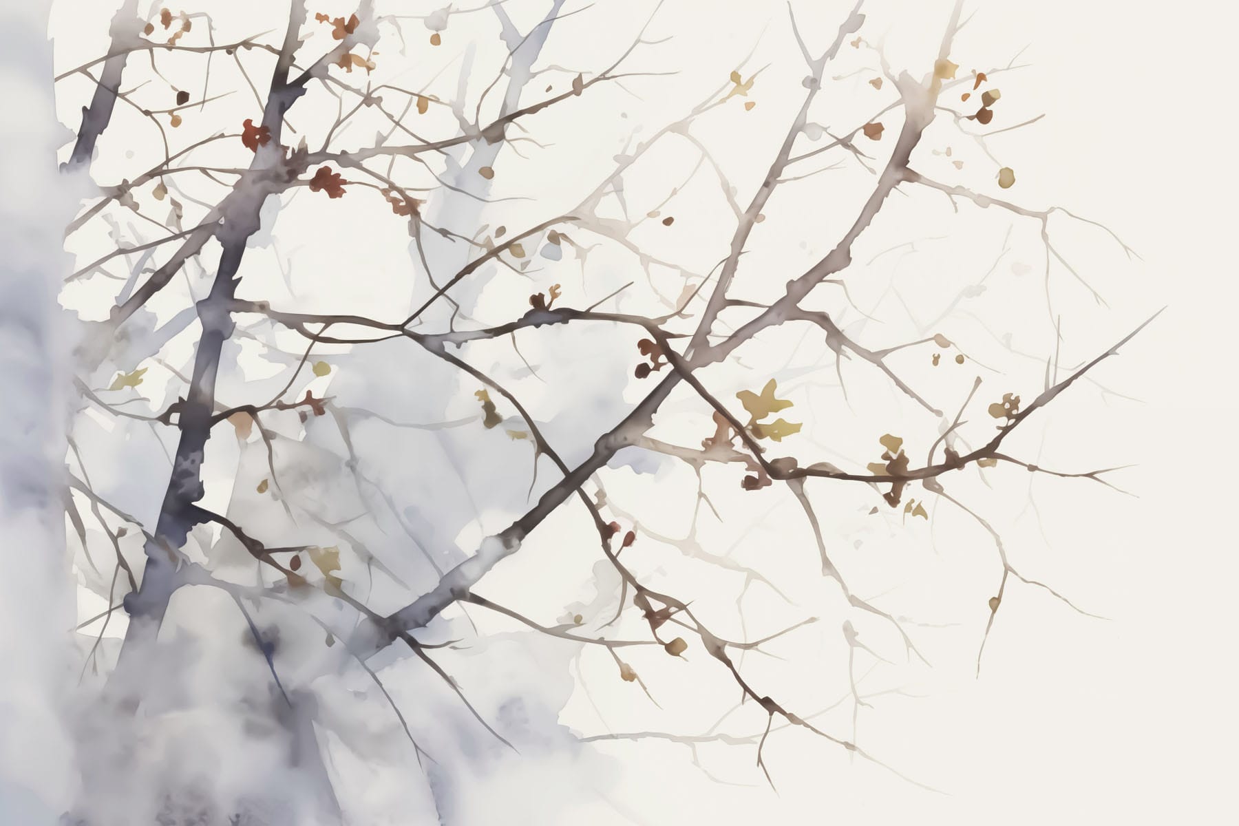 Watercolor of a tree branch with leaves on it