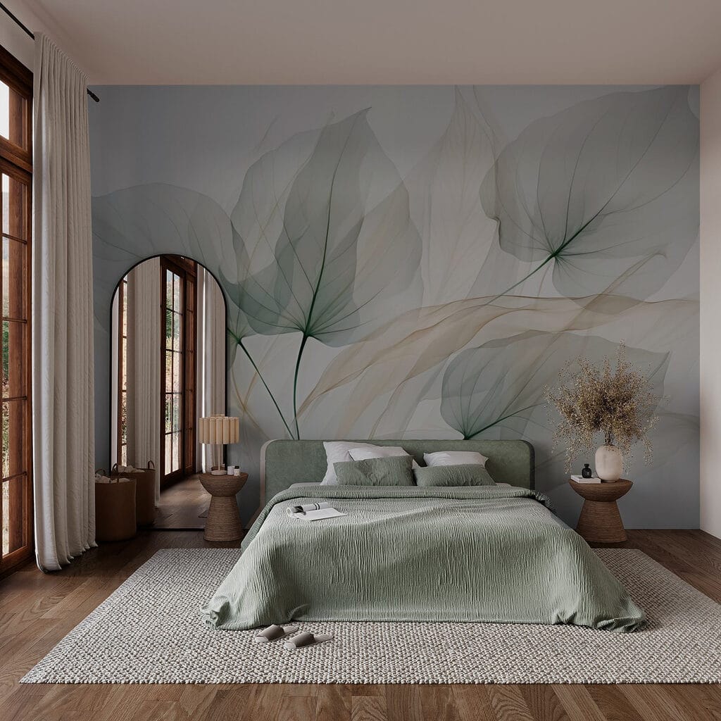 Transparent leaves on a white background