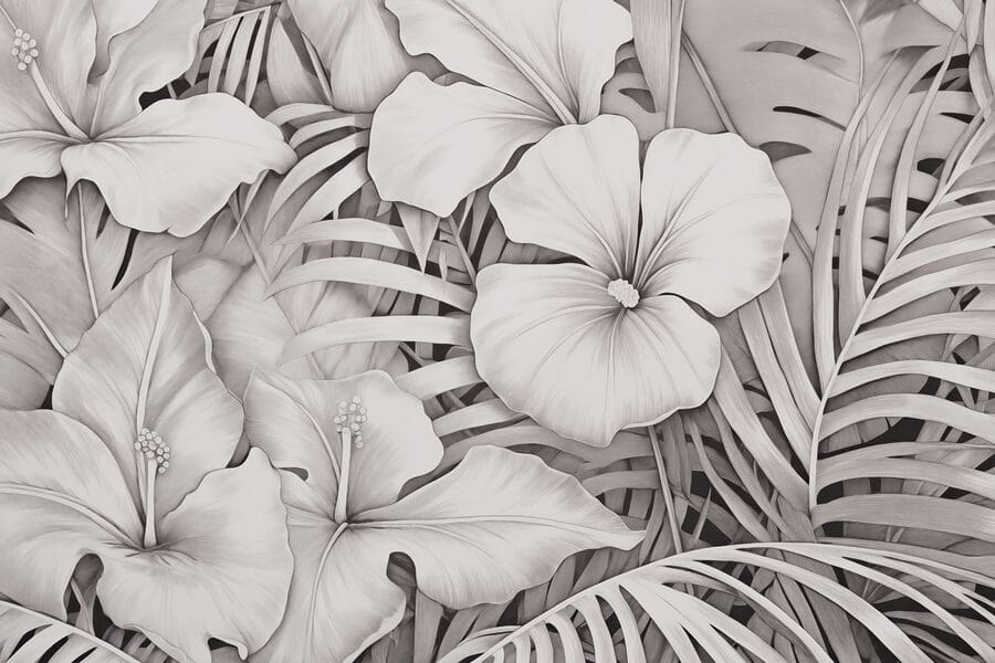 Kwiatowe wzory w monochromatycznych odcieniach Kwiatowe wzory w monochromatycznych odcieniach