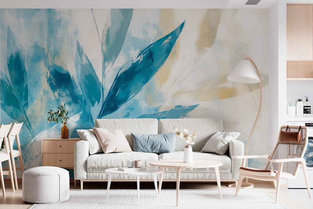 Painting of leaves on a white background