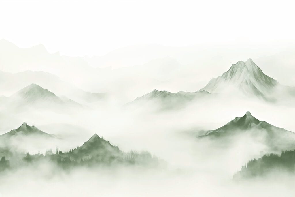 Foggy mountain range