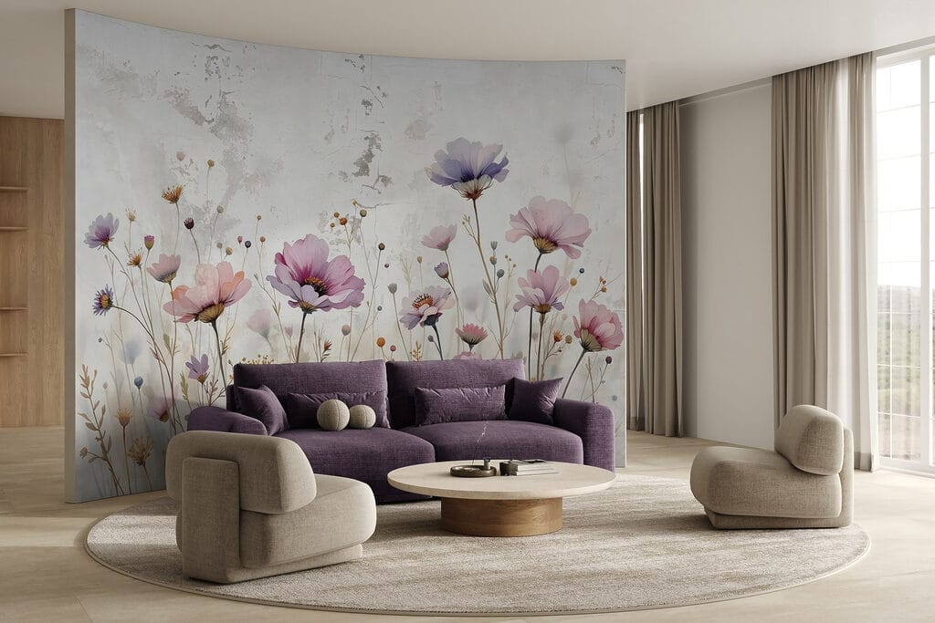 Painting of flowers on a wall