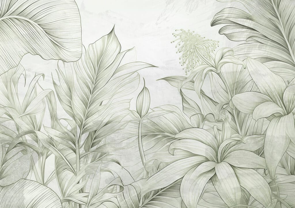 Soft greens in delicate botanical design