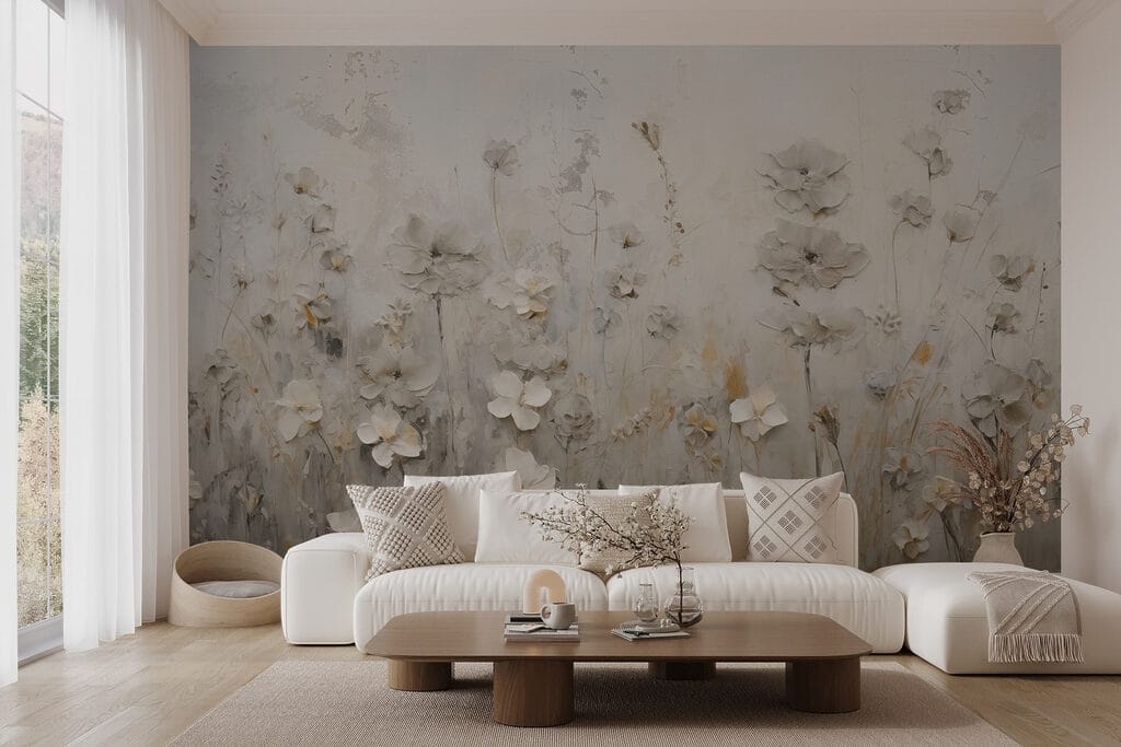 Painting of flowers on a wall