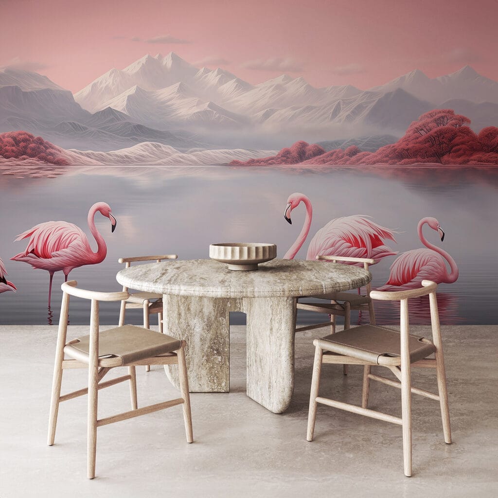 Two flamingos standing in water Two flamingos standing in water