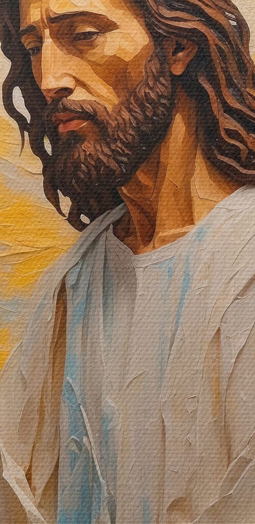 Painting of a man with long hair and a crown Painting of a man with long hair and a crown