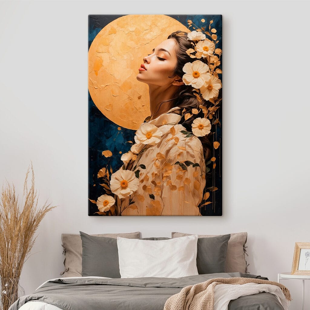 Woman with flowers around her hair Woman with flowers around her hair