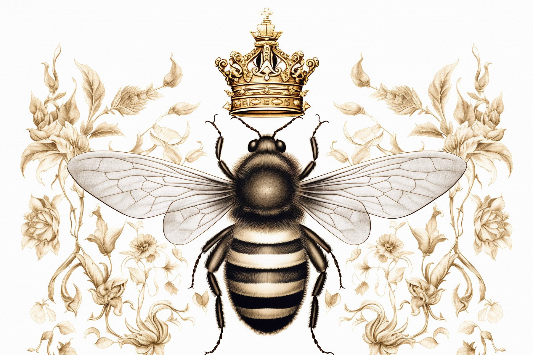 Bee with a crown on its head