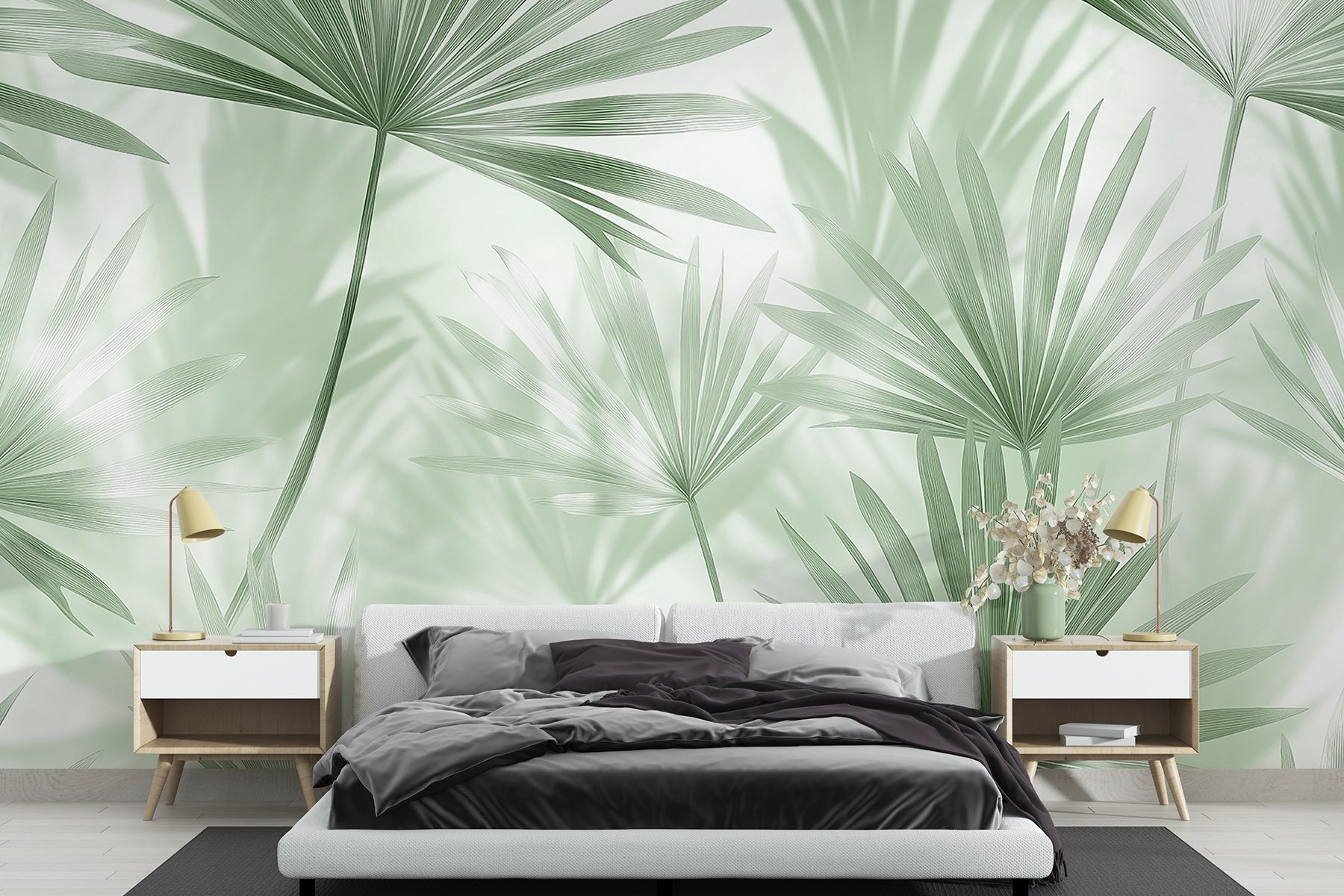 Soft green leaves dance in light