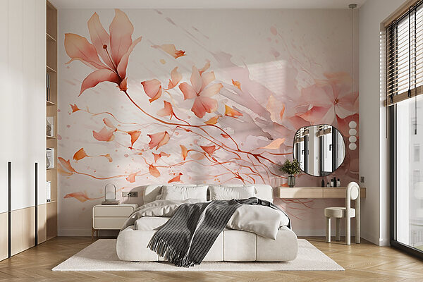 Painting of flowers and leaves