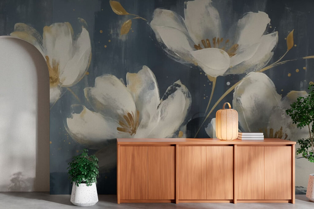 Painting of white flowers Painting of white flowers