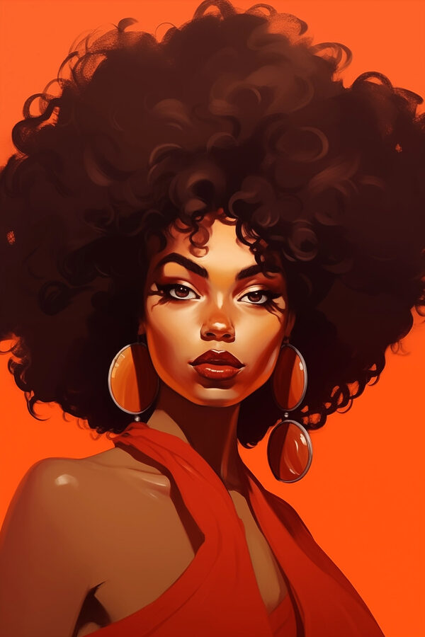 Kobieta z dużymi włosami afro i kolczykami Kobieta z dużymi włosami afro i kolczykami
