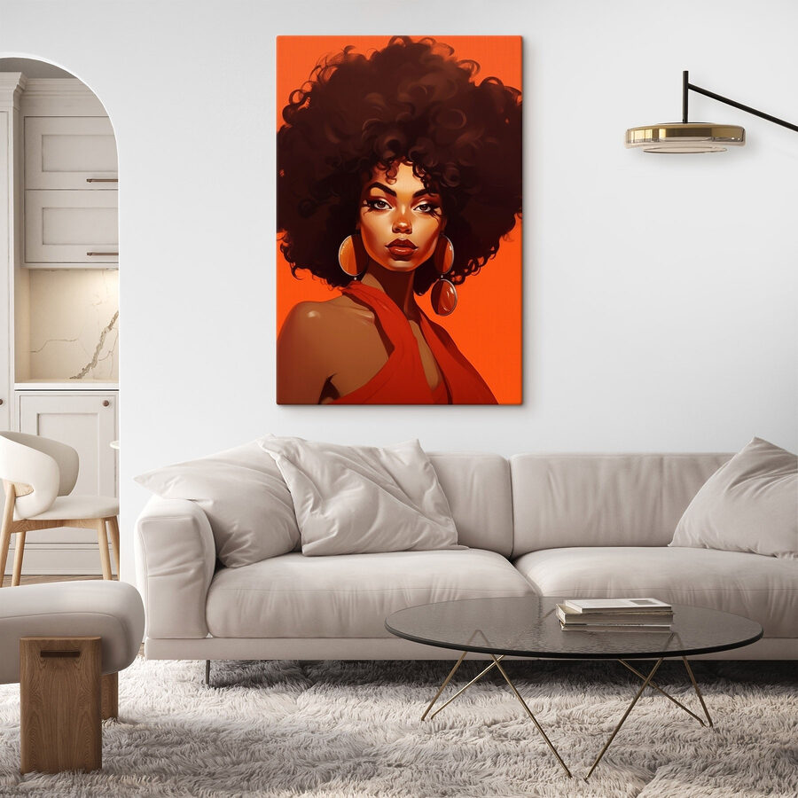 Kobieta z dużymi włosami afro i kolczykami Kobieta z dużymi włosami afro i kolczykami