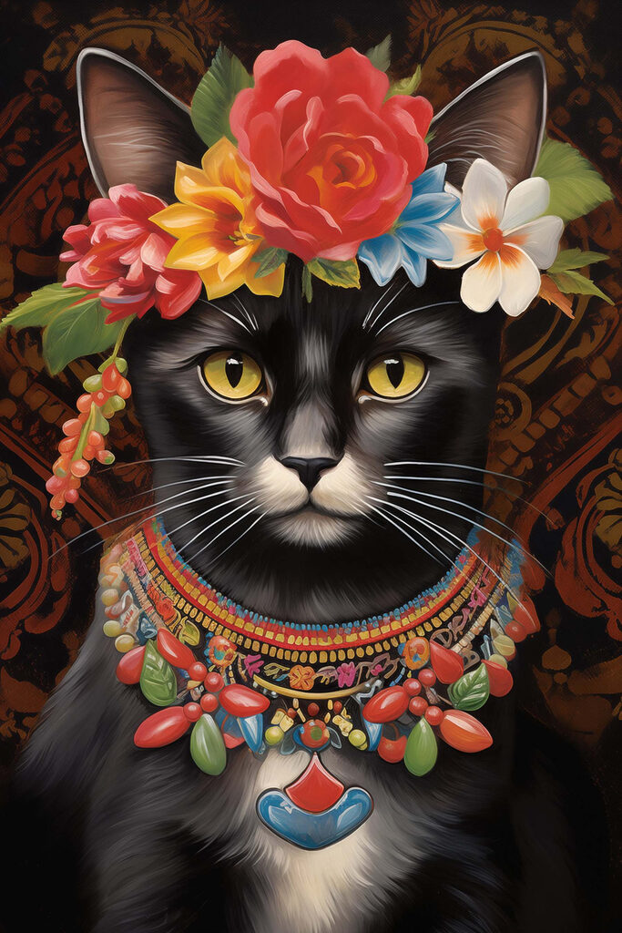 Cat wearing a flower crown