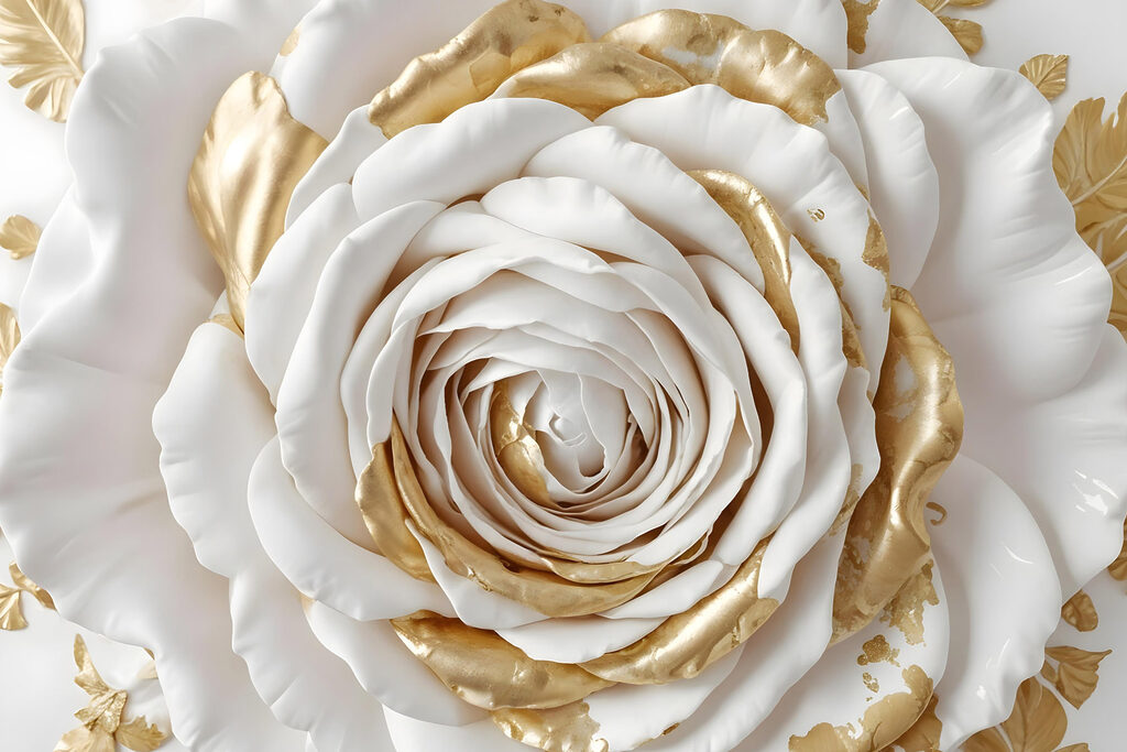 Exquisite floral artistry in white and gold Exquisite floral artistry in white and gold
