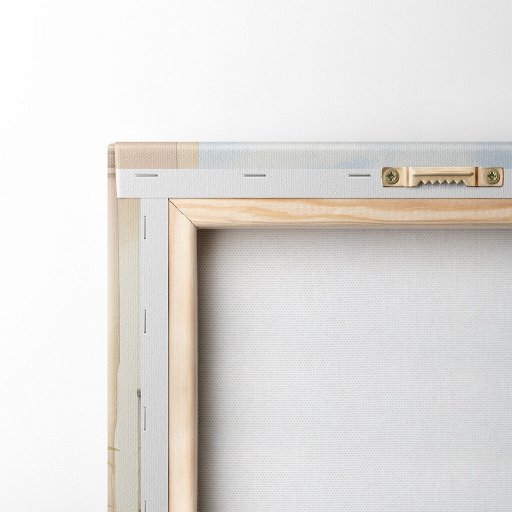 Watercolor painting of a balcony with a view of a town