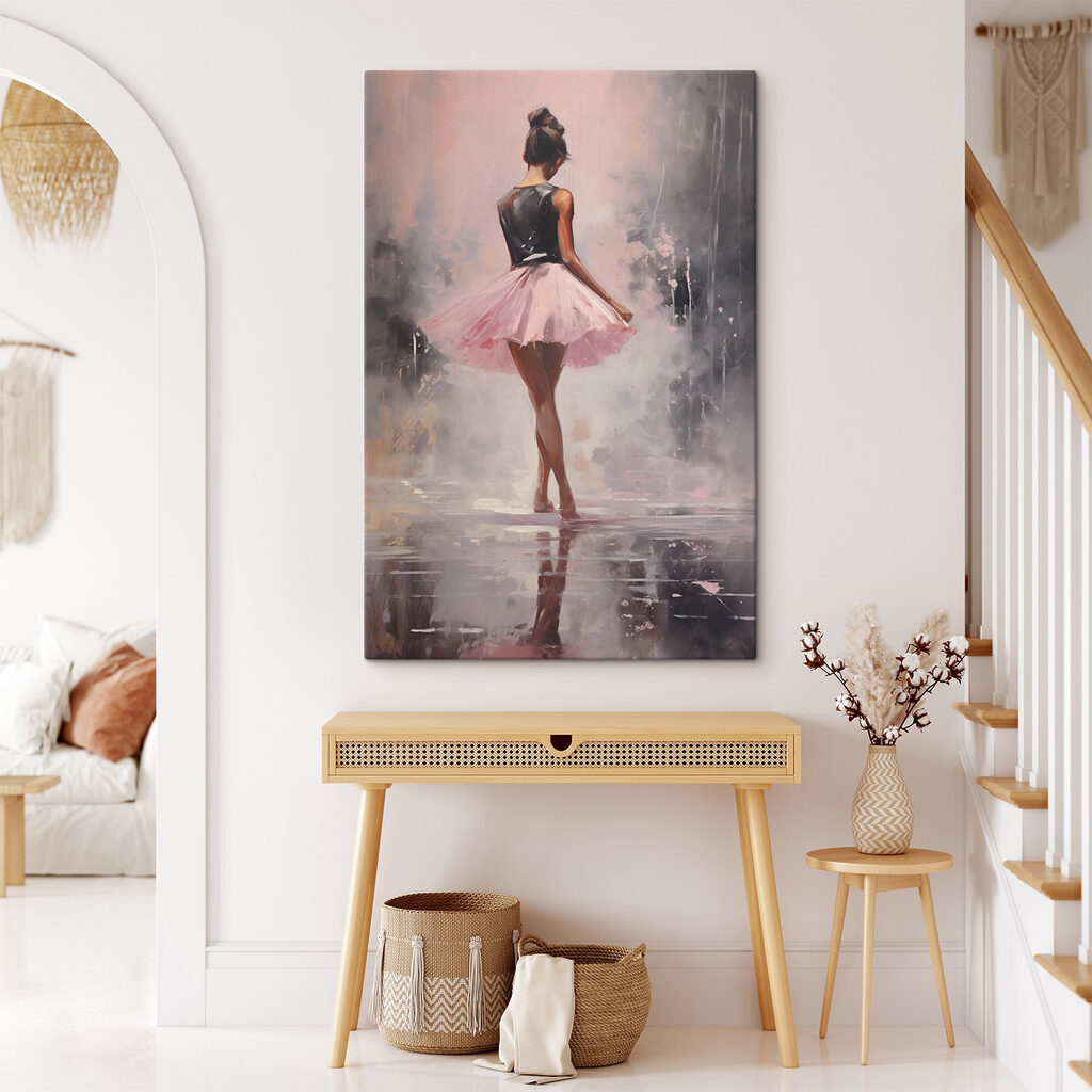Painting of a woman in a pink tutu Painting of a woman in a pink tutu