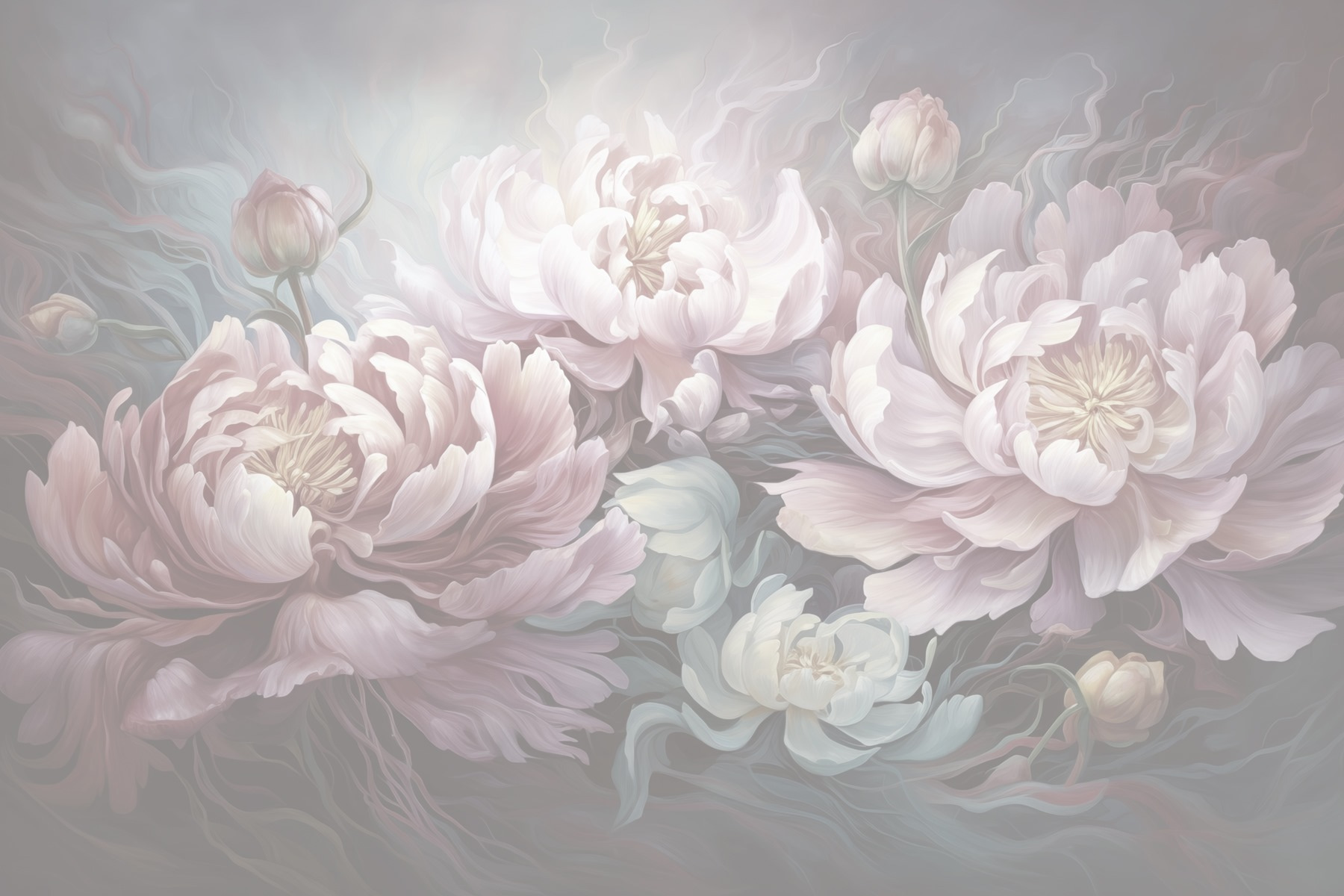 Painting of flowers on a gray background