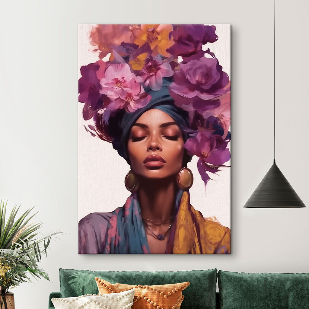 Woman with flowers on her head