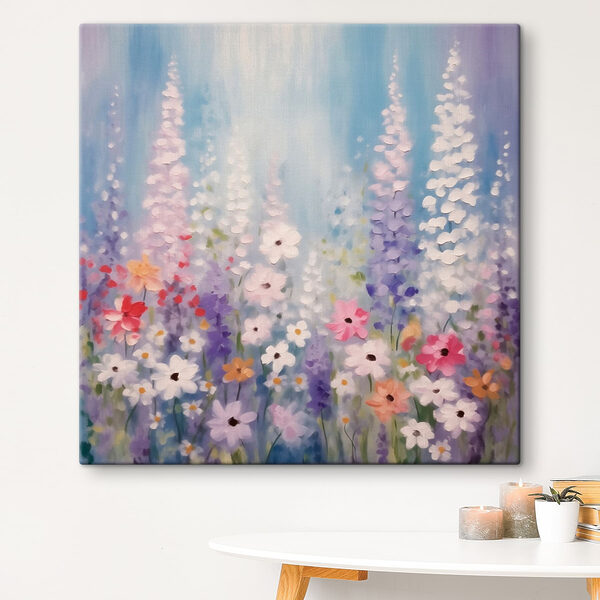Painting of flowers on a blue background Painting of flowers on a blue background