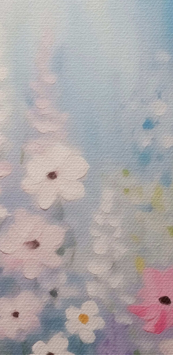 Painting of flowers on a blue background Painting of flowers on a blue background