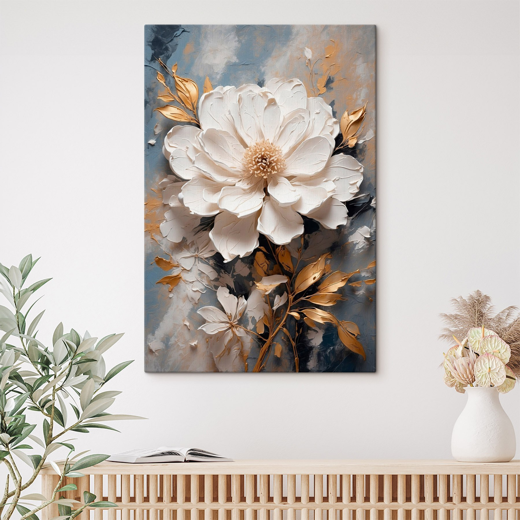 Delicate white flower in soft tones