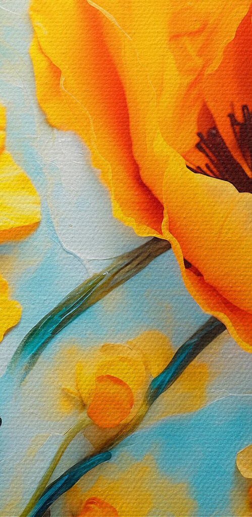 Vibrant blooms enhance serene backdrop