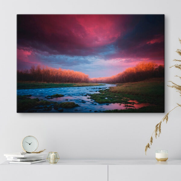 Rzeka płynąca przez las Obraz Rzeka płynąca przez las