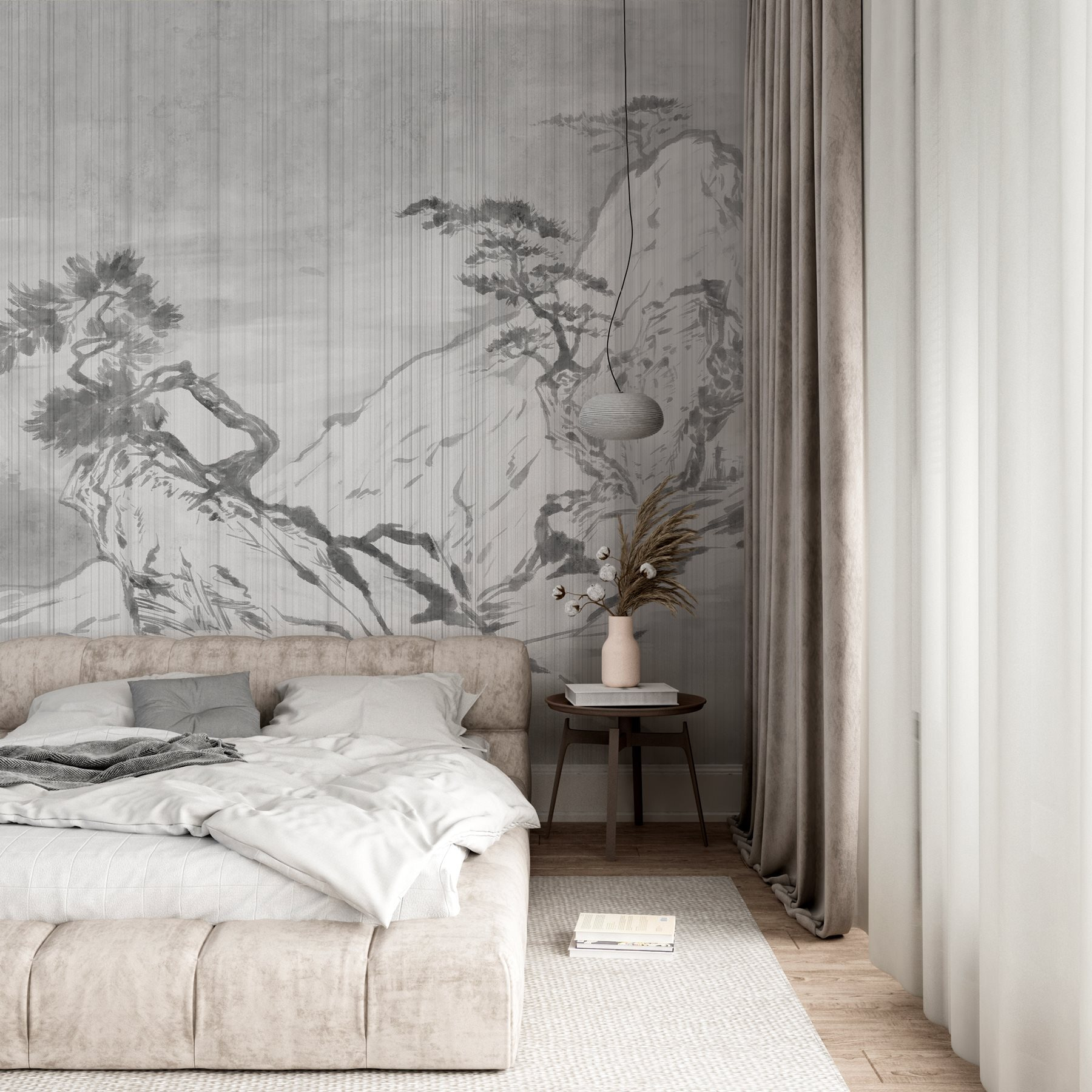 Painting of a tree on a rock