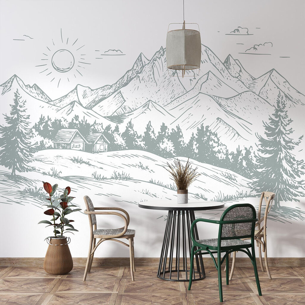 Landscape with trees and mountains