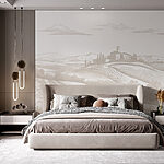 Fototapeta Krajobraz z domem i polami