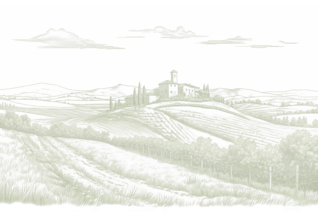 Landscape with a house and fields Landscape with a house and fields