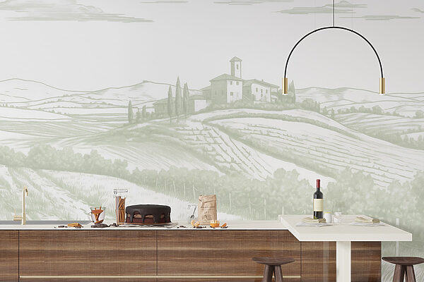 Landscape with a house and fields Landscape with a house and fields