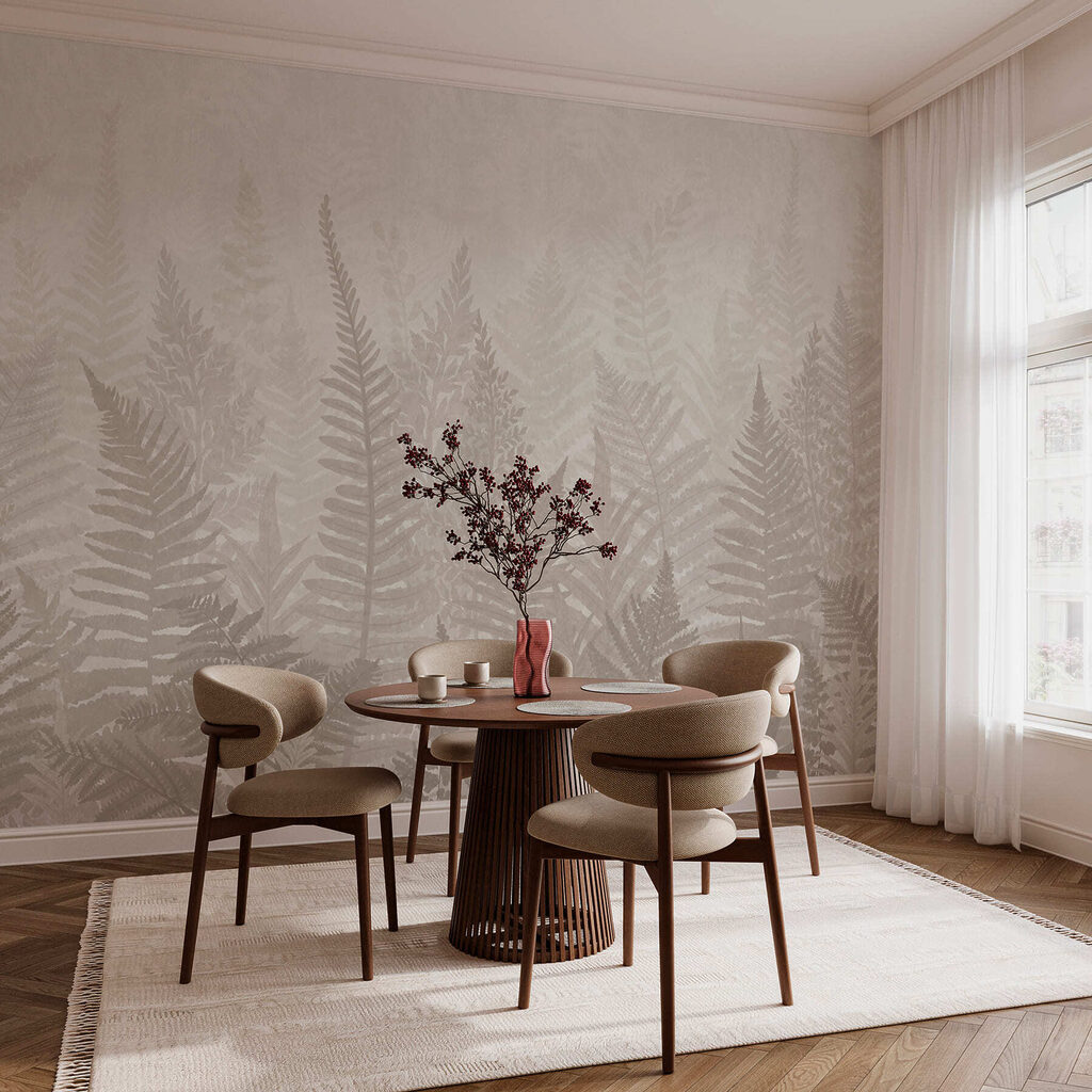 Fern leaves in a row