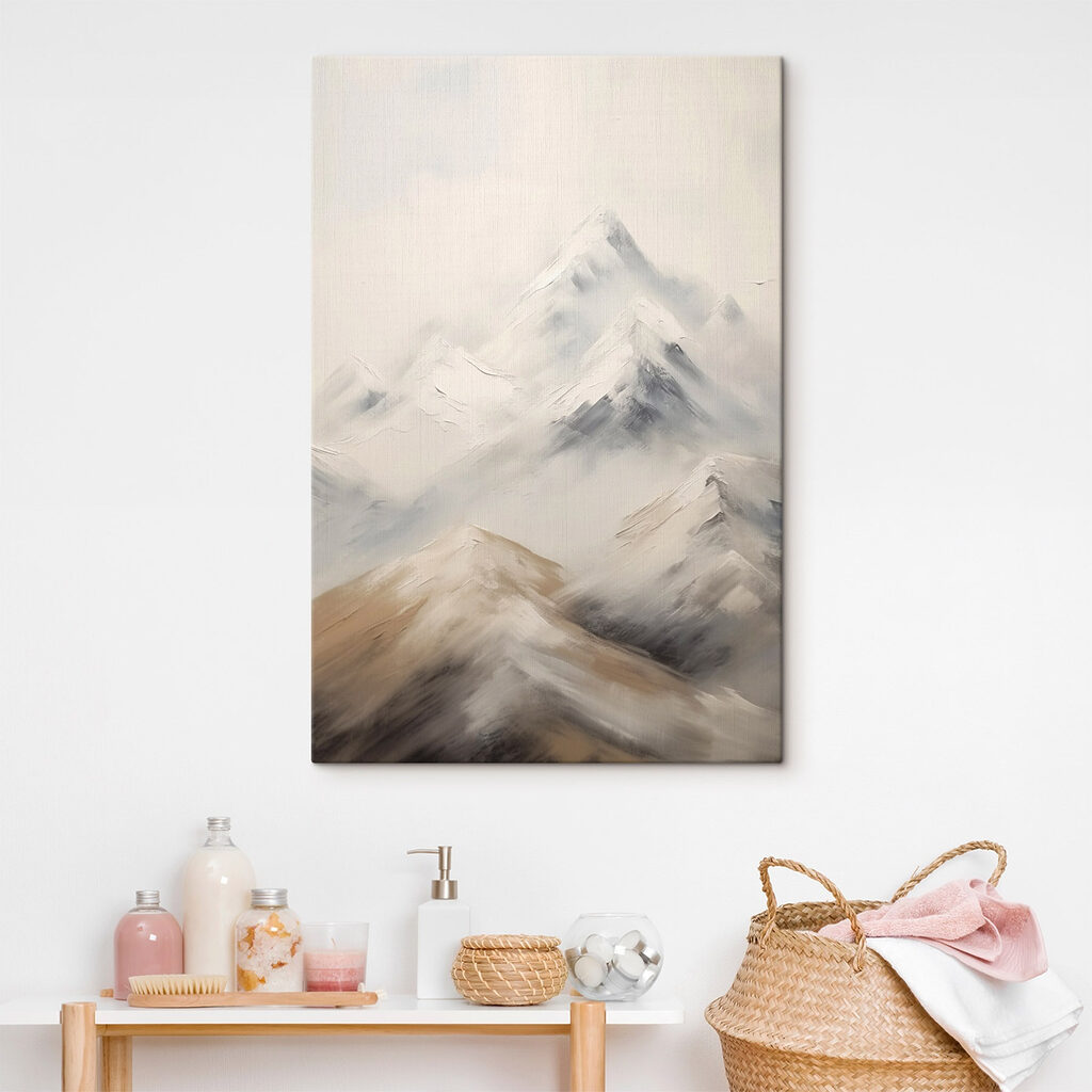 Painting of mountains with snow